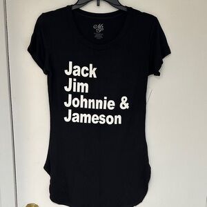 Black Graphic Tee with Bold White Text